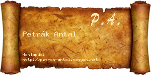 Petrák Antal névjegykártya